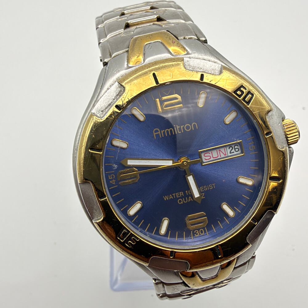 Armitron Men's Two-Tone Day-Date Quartz Watch 20/1745 Working New Battery